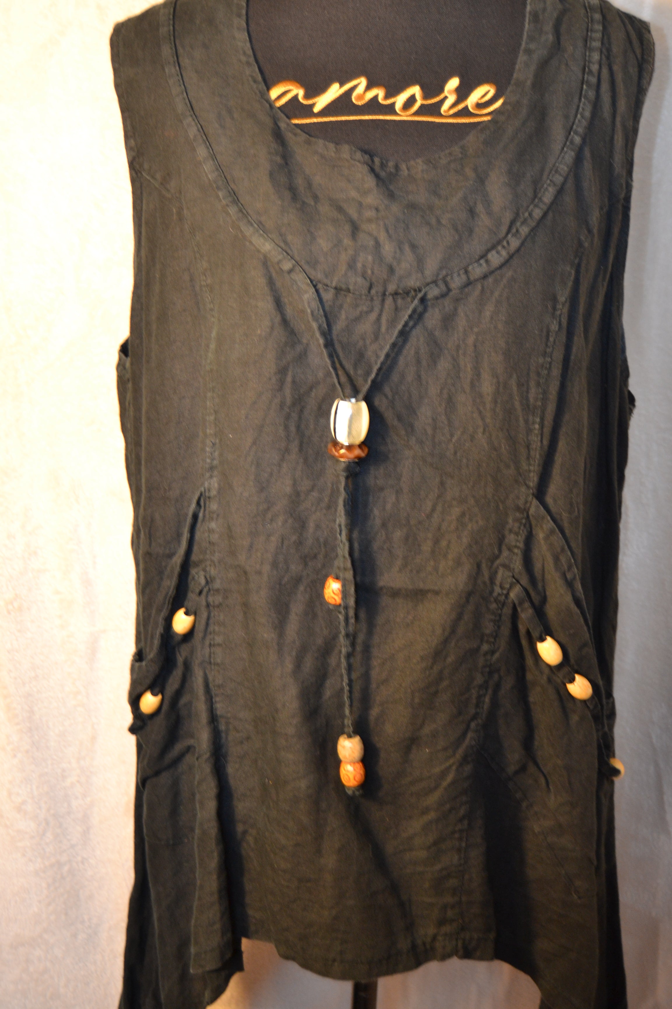 T-shirt Noir Femme Perles – Taille M