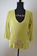 Pull léger côtelé vert anis Les Zazies Paris – Taille 38 (M)
