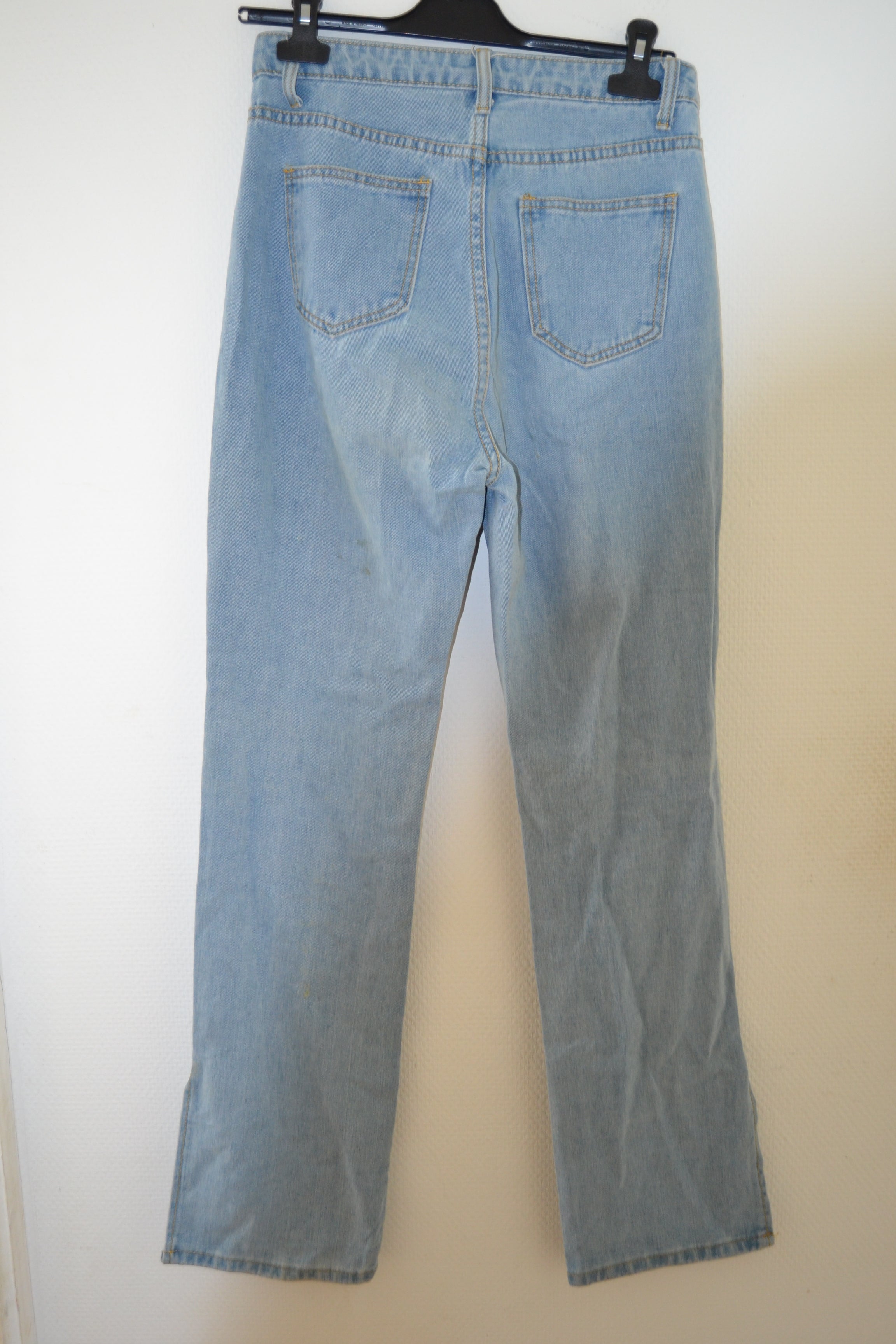 Jean droit bleu clair à fentes Shein – Taille S (36)