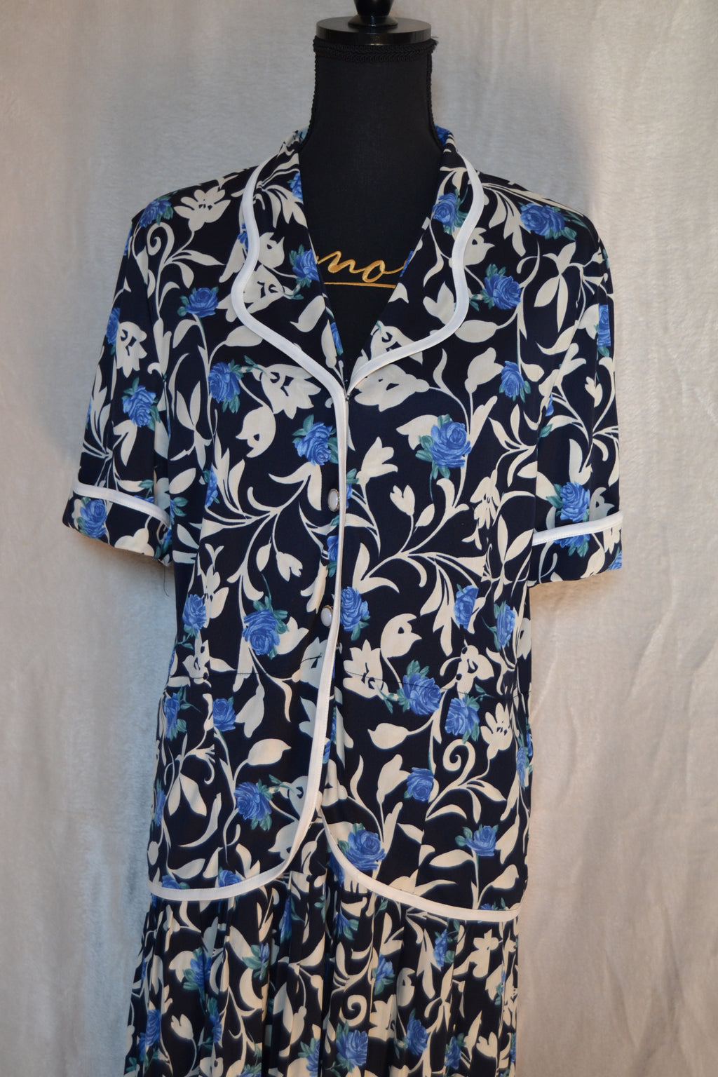 Robe Fleurie Bleu & Blanc — Taille L