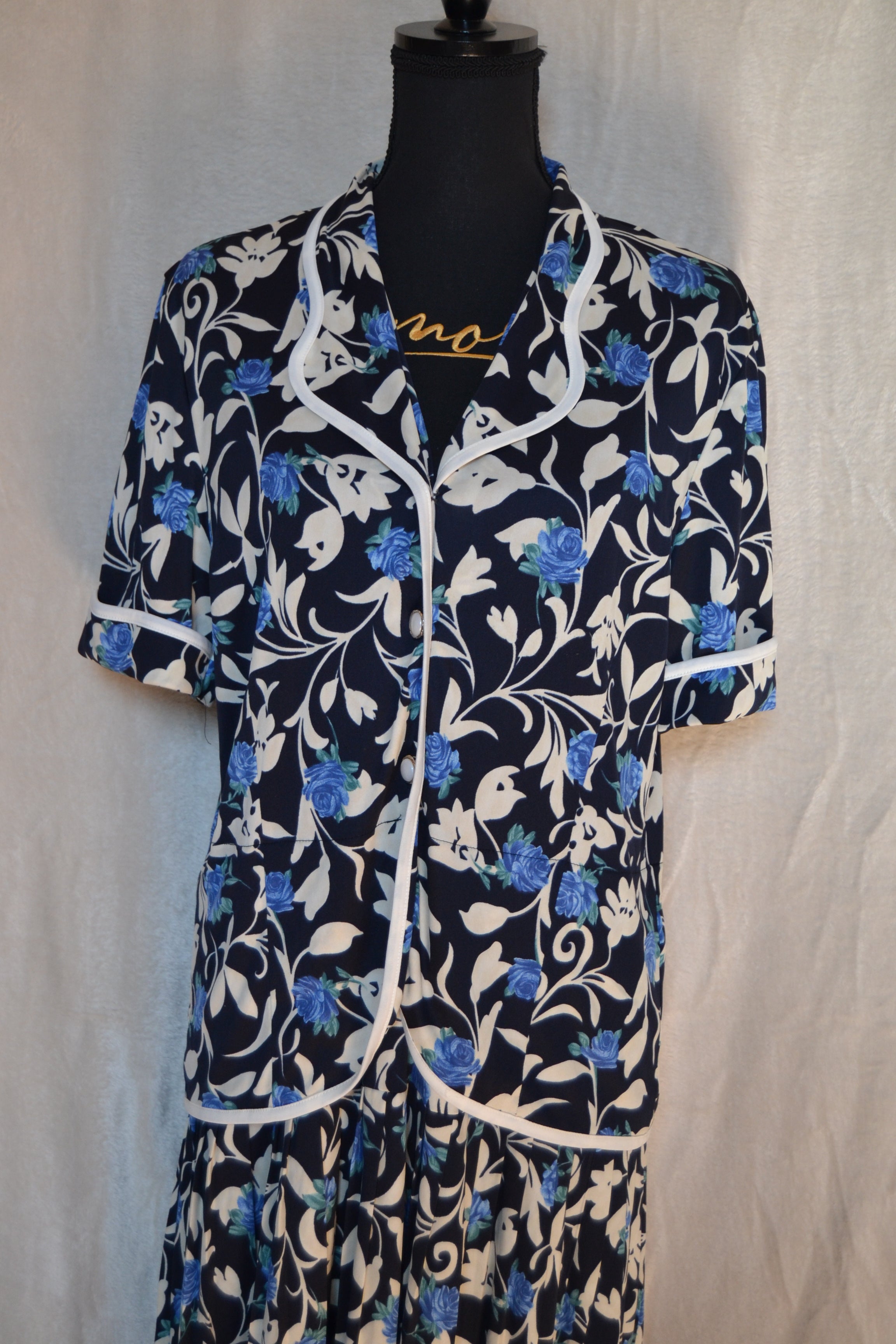 Robe Fleurie Bleu & Blanc — Taille L