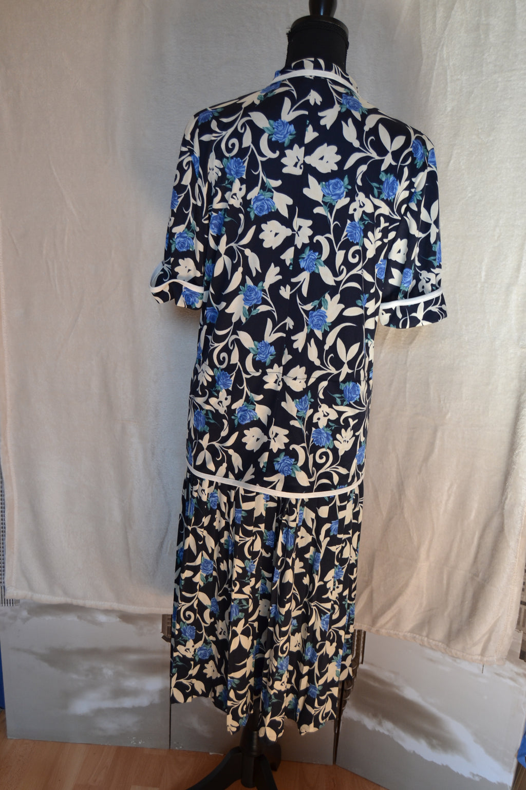 Robe Fleurie Bleu & Blanc — Taille L