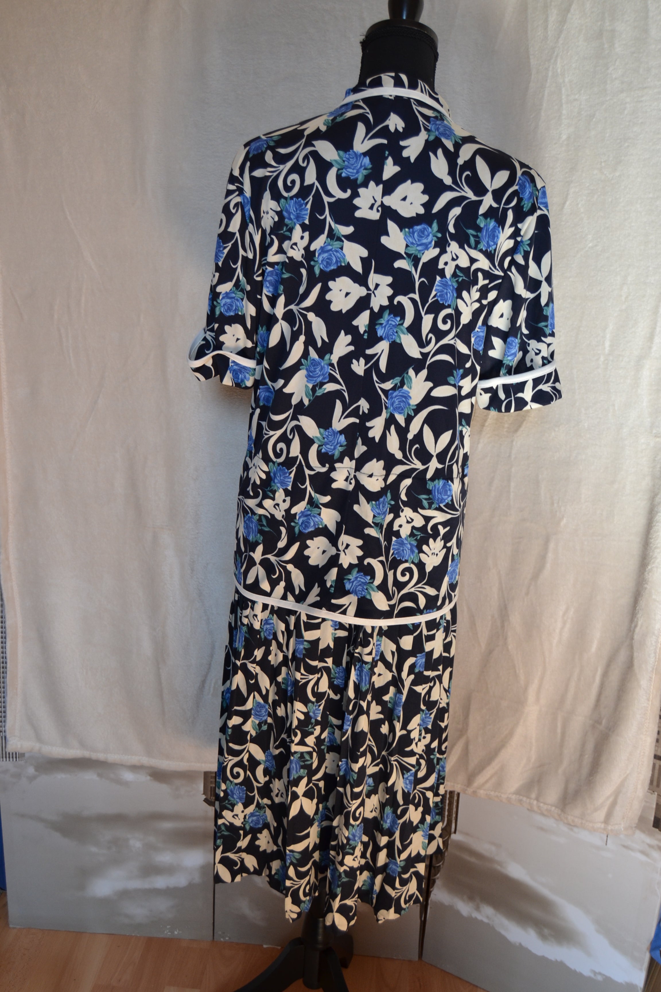 Robe Fleurie Bleu & Blanc — Taille L