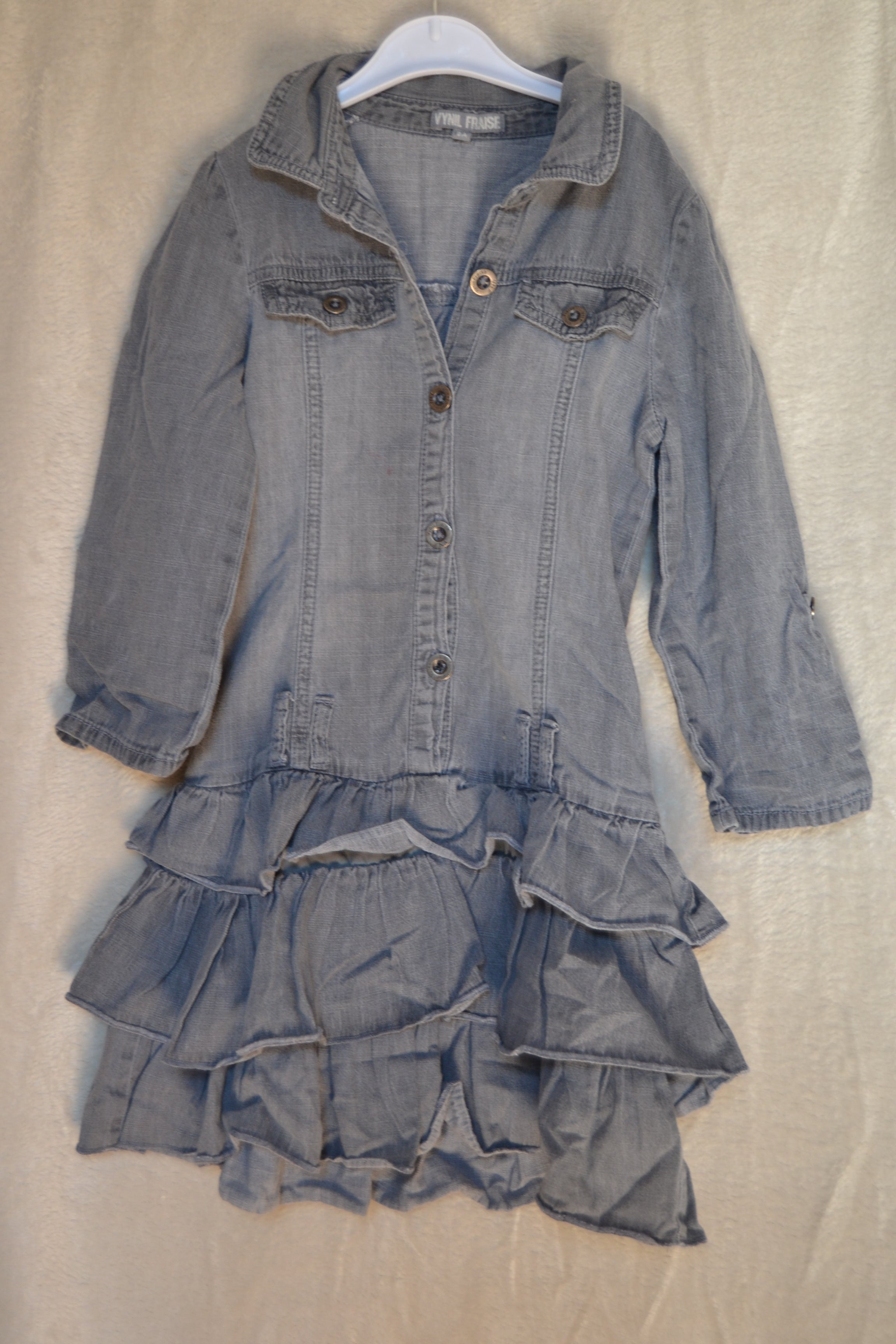 Robe en Jean Vynil Fraise — Taille 8 ans