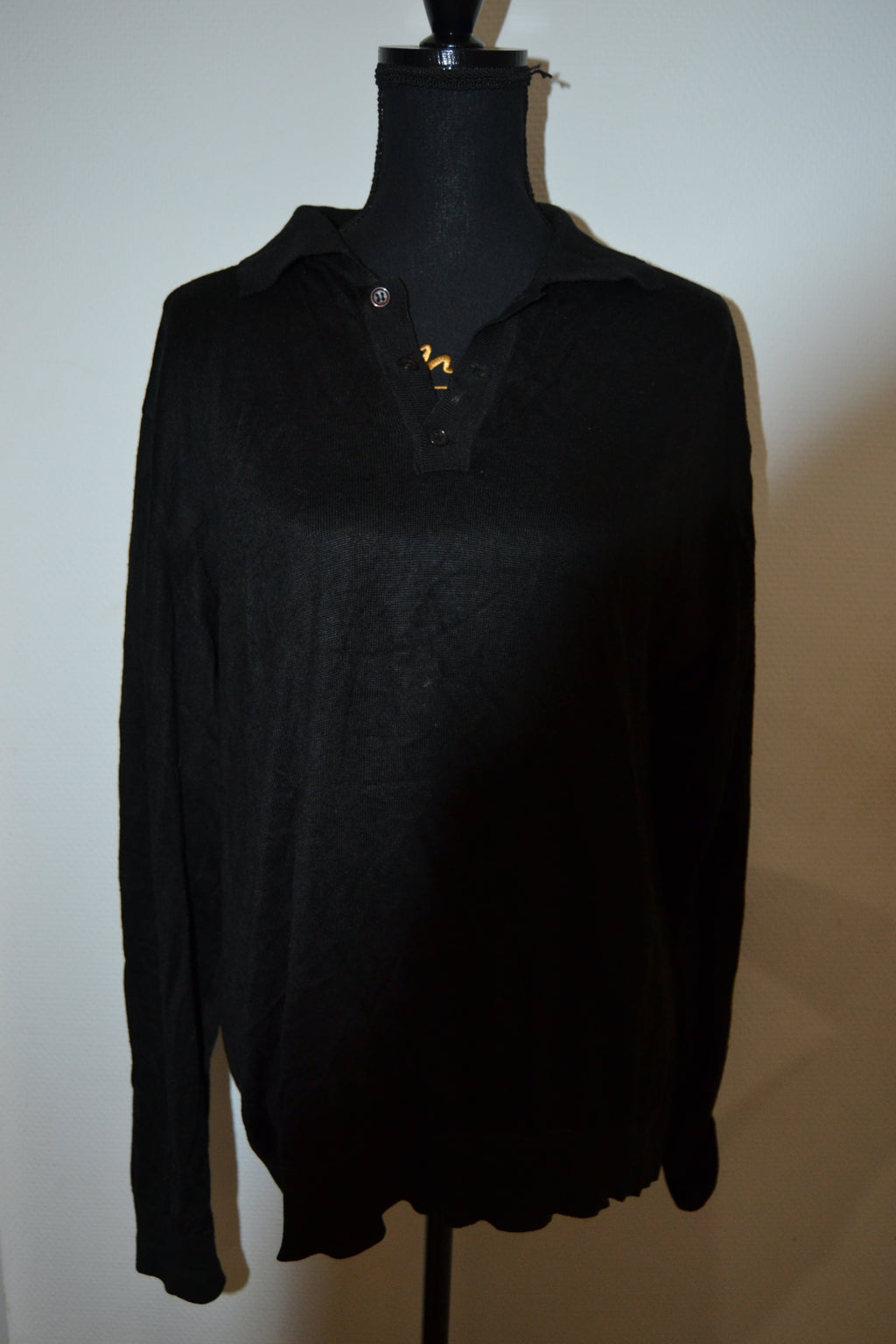 Pull fin noir style polo Adriano Jacometti – Taille XL / XXL