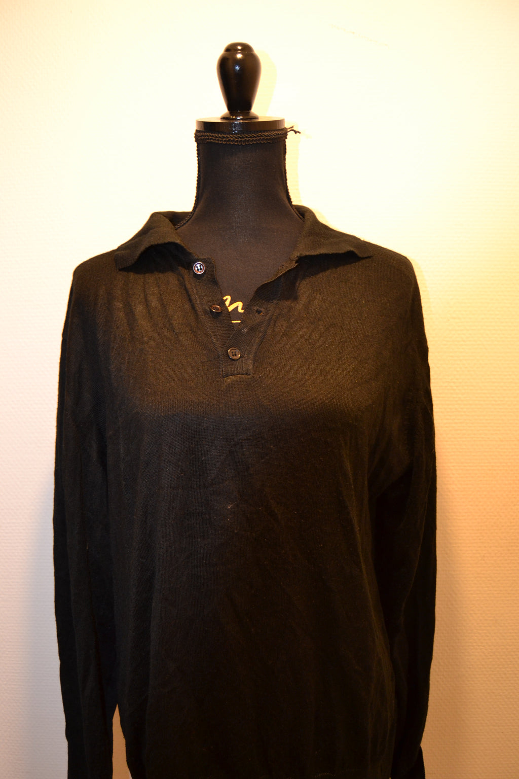 Pull fin noir style polo Adriano Jacometti – Taille XL / XXL
