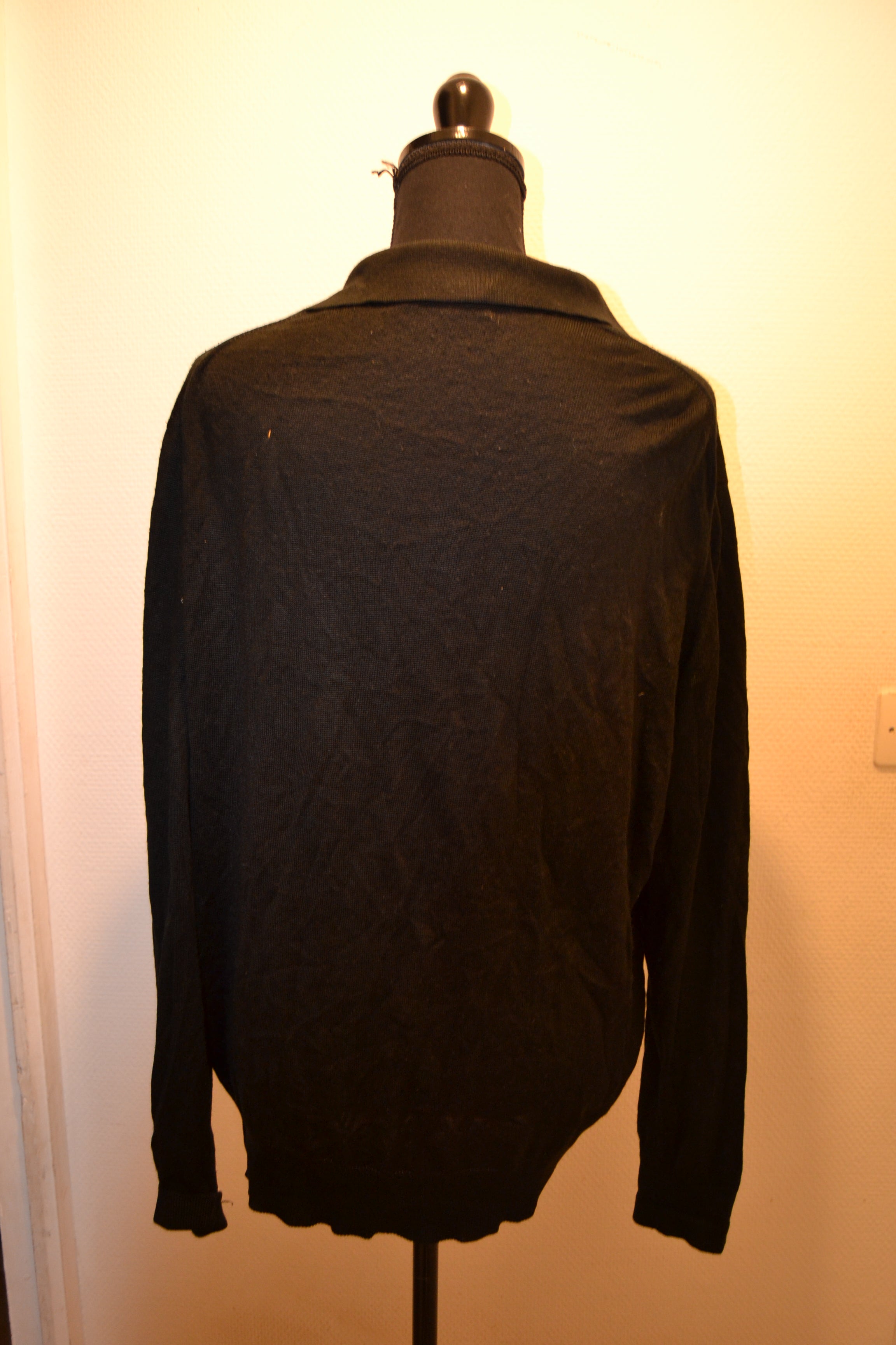 Pull fin noir style polo Adriano Jacometti – Taille XL / XXL