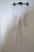 Jean slim blanc original avec broderies et dentelle – Taille 38 (M)