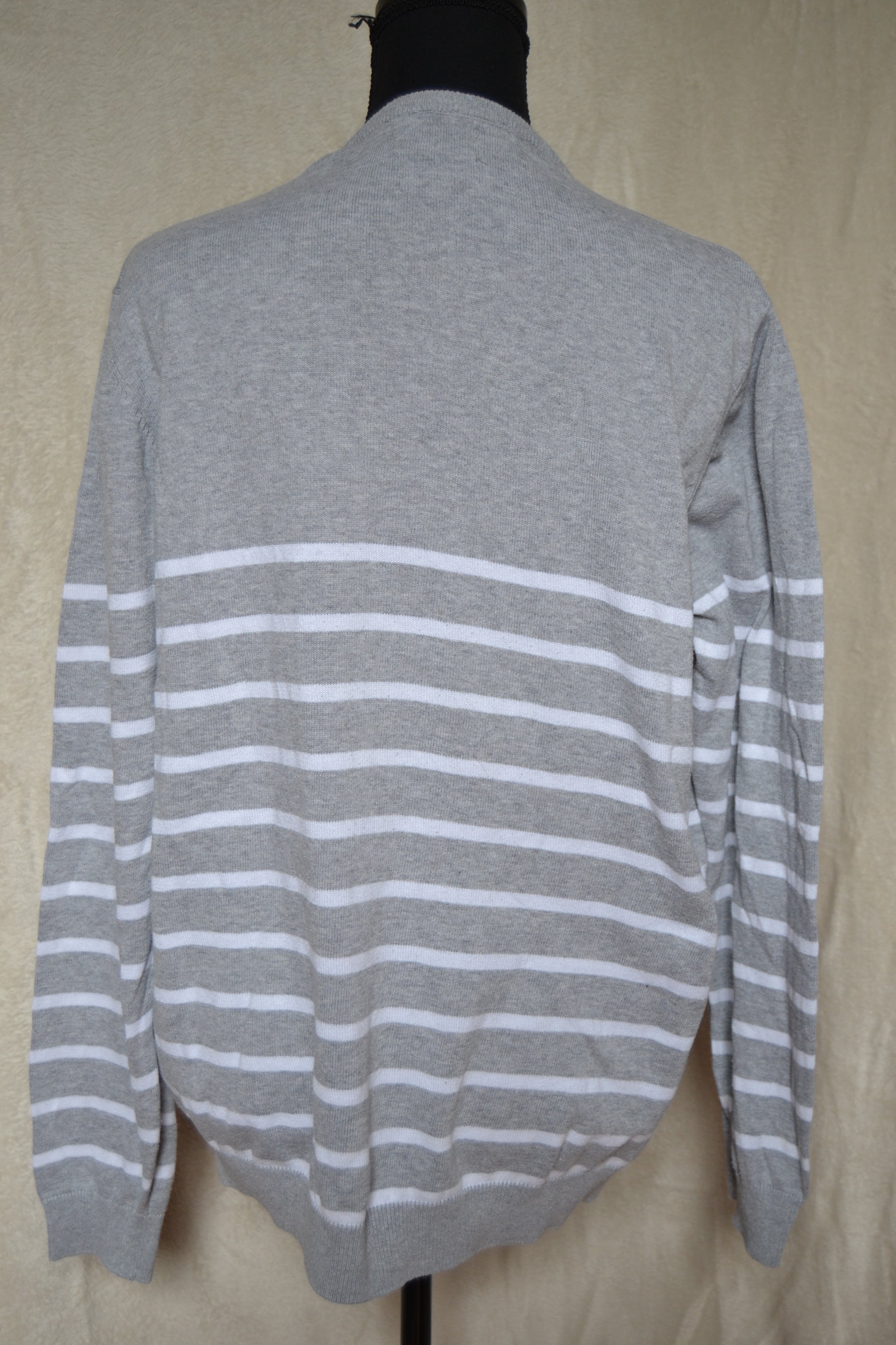 Pull gris rayé blanc homme taille XL Gémo