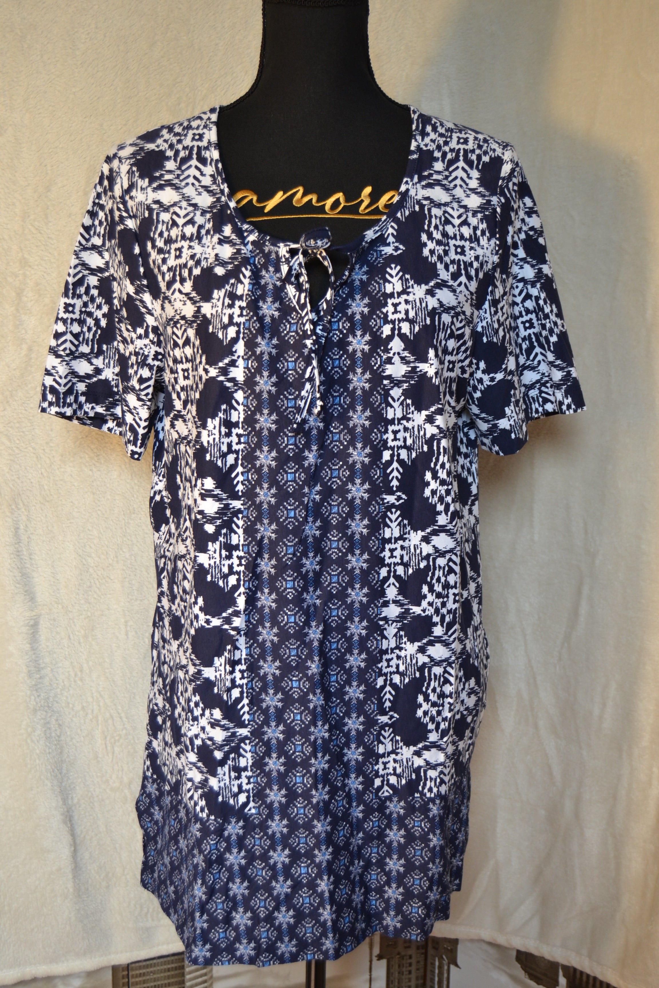 T-shirt Femme Bleu à Motif – Taille 46 | Seconde Main