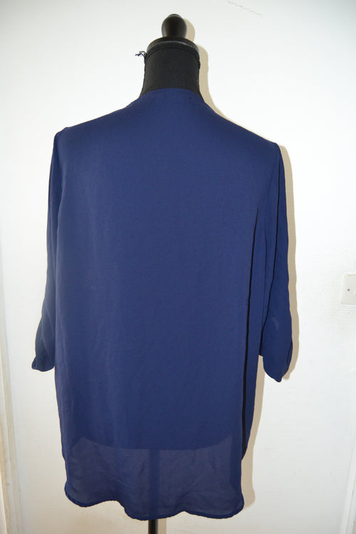 Blouse fluide bleu marine Gémo avec zip doré – Taille 44 – Très bon état