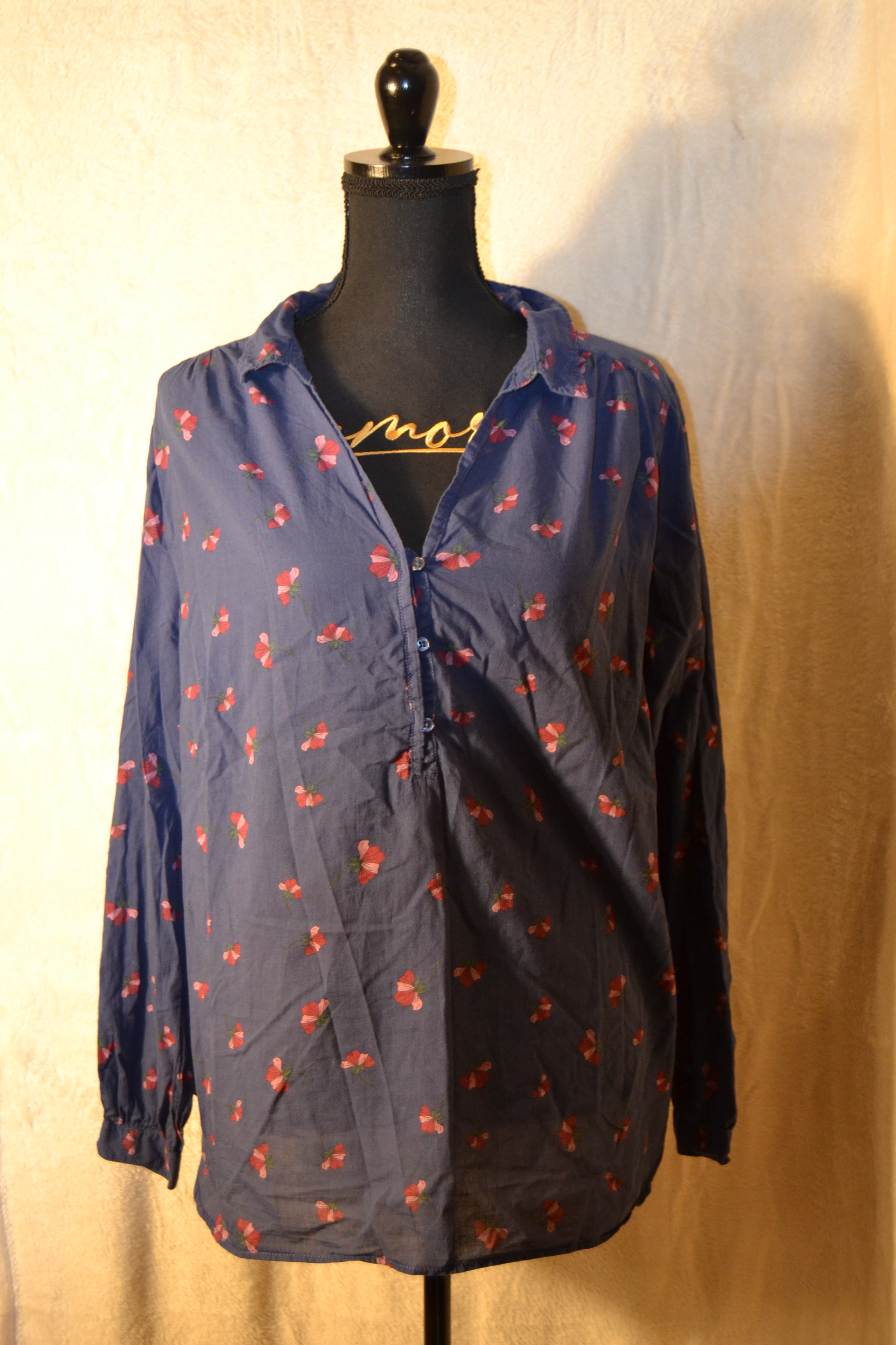 Blouse Bleue à Motifs Fleurs Femme Taille 46 - Yessica
