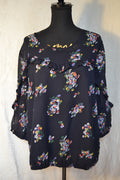 Blouse Fleurie Bleue – Taille 46 | Seconde Main