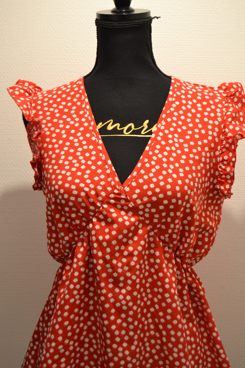 Top Rouge Fleuri à Volants - Shein (Taille M)