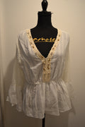Haut fin en maille beige boutonné AZAKA Paris – Taille M/L