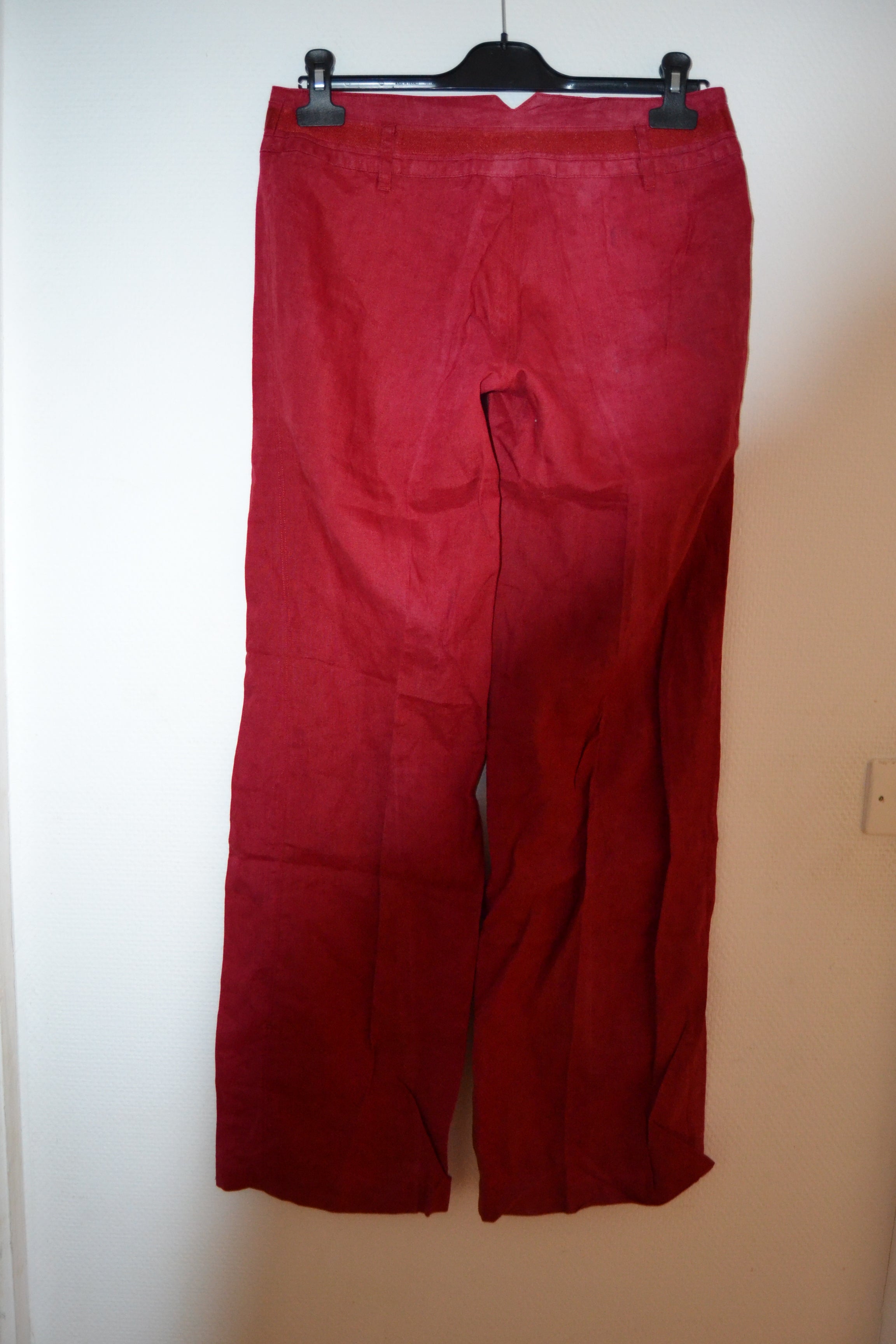 Pantalon large rouge Promod (lin mélangé) – Taille 38 (M)