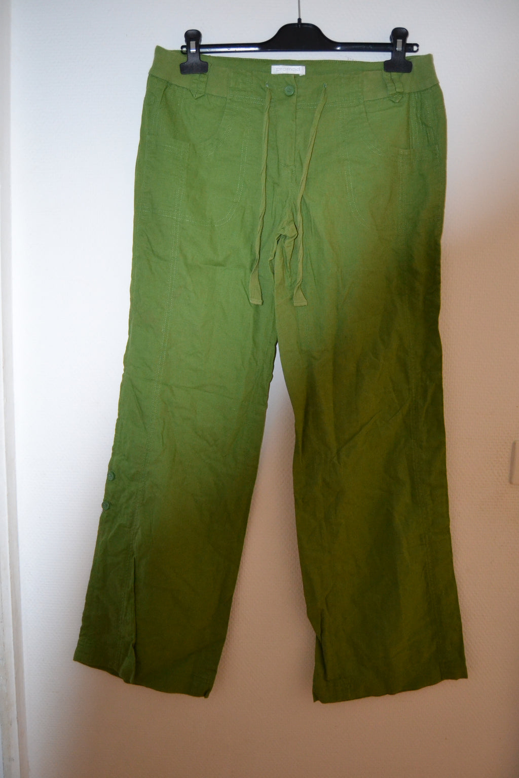 Pantalon large vert Promod en lin mélangé – Taille 42 (XL)