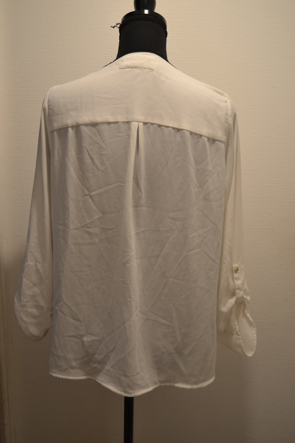Blouse fluide blanche col zippé doré Mim – Taille 38 – 100% Polyester