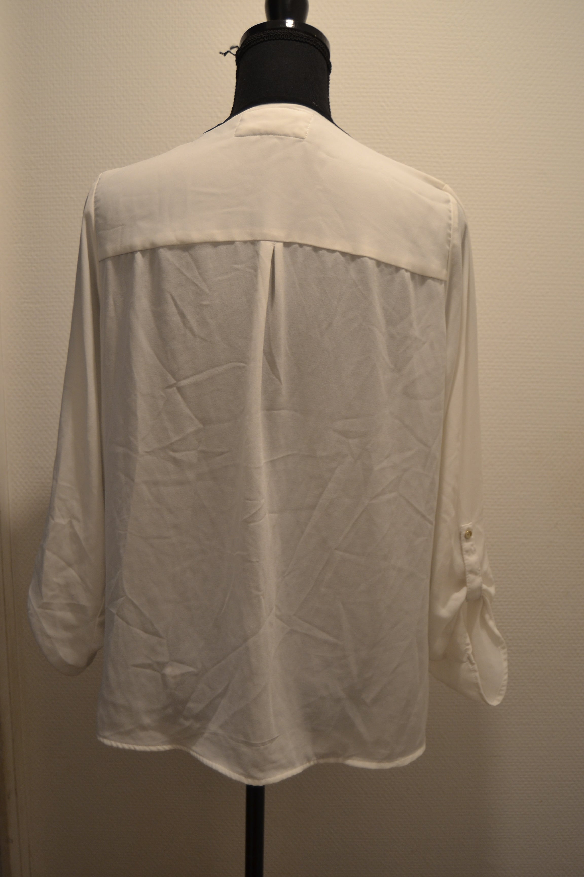 Blouse fluide blanche col zippé doré Mim – Taille 38 – 100% Polyester