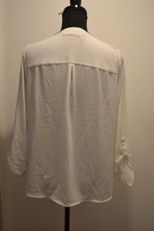 Blouse fluide blanche col zippé doré Mim – Taille 38 – 100% Polyester