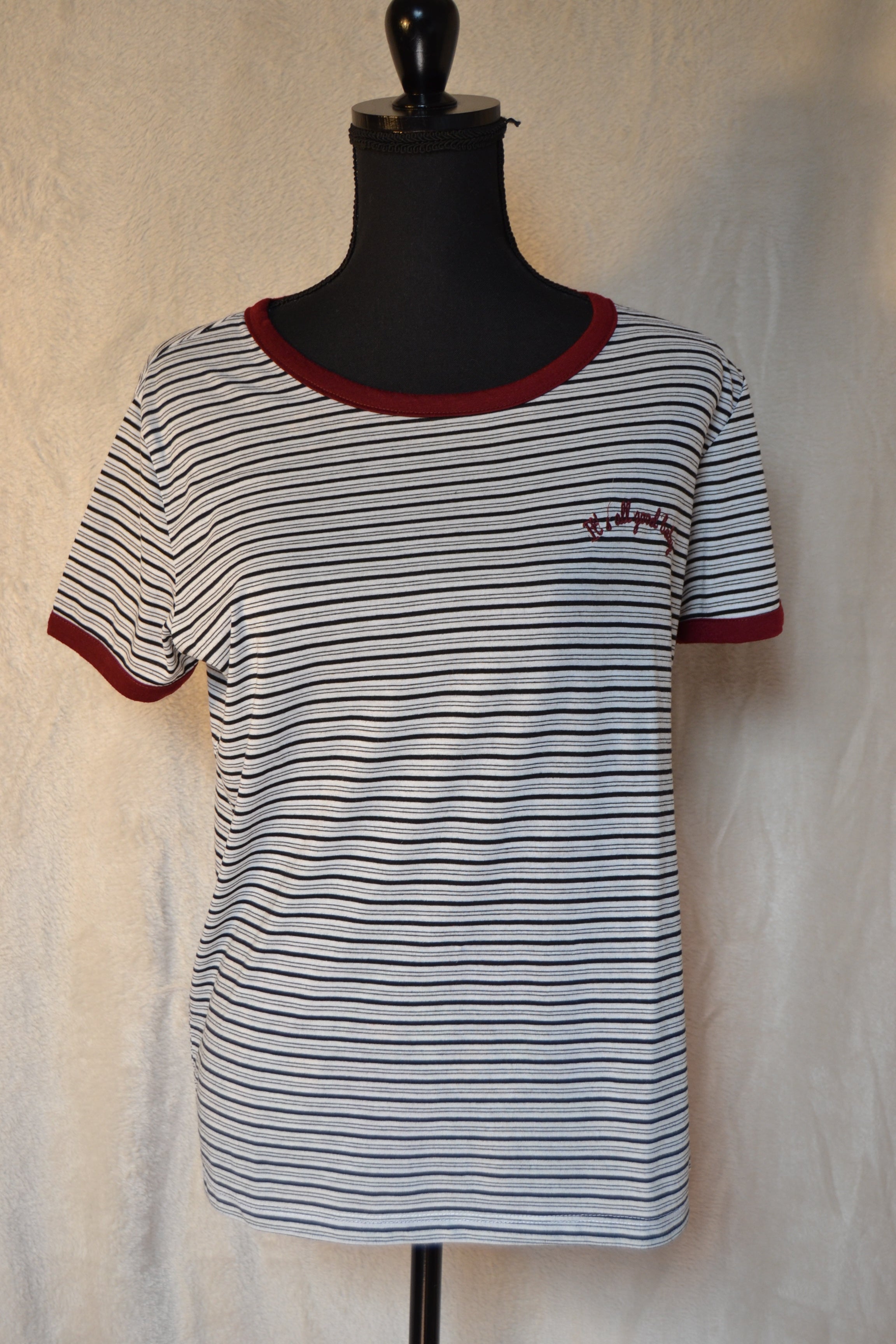 T-shirt rayé «It's all good baby» taille L Gémo