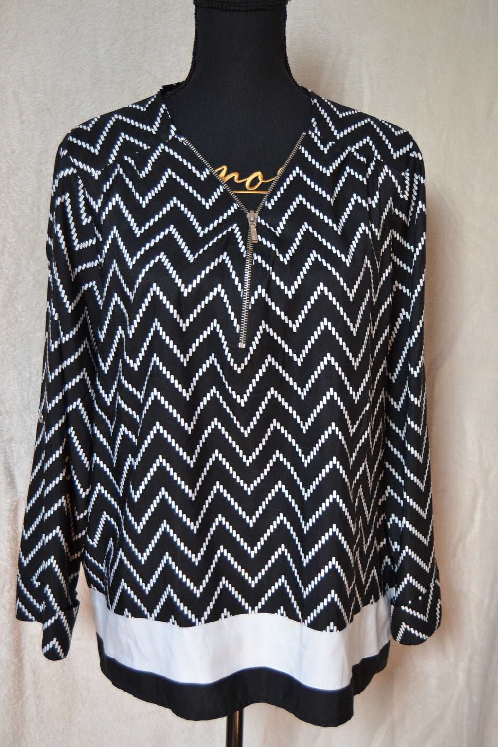 Blouse Femme Blancheporte – Noir & Blanc – Taille 46 – 100% Polyester