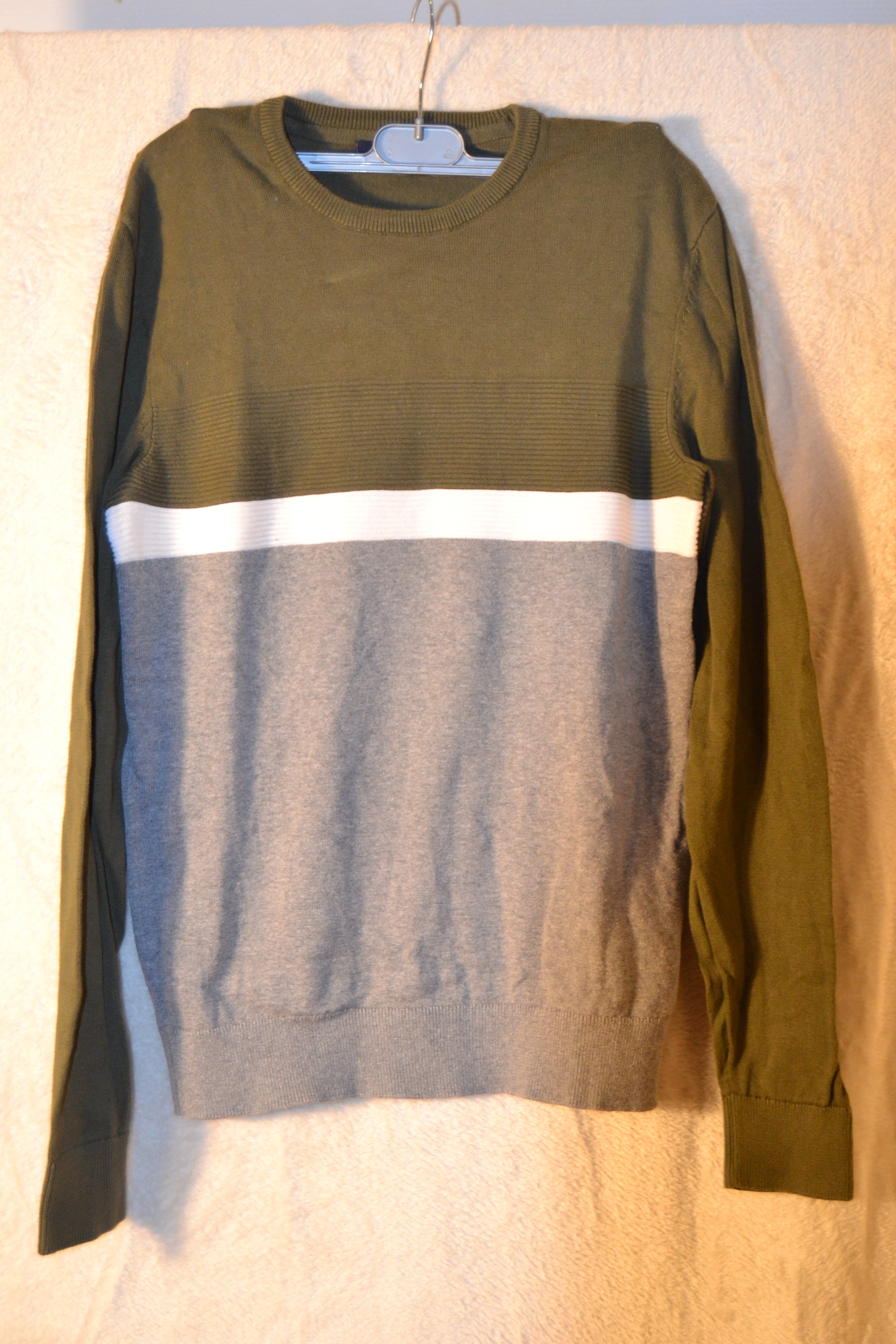 Pull Kaki et Gris Homme Taille S - Kiabi