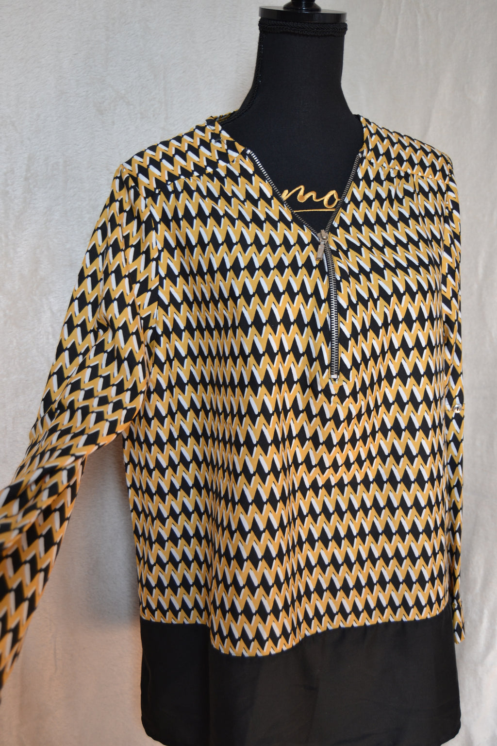 Blouse Femme Blancheporte – Jaune & Noir – Taille 46 – 100% Polyester