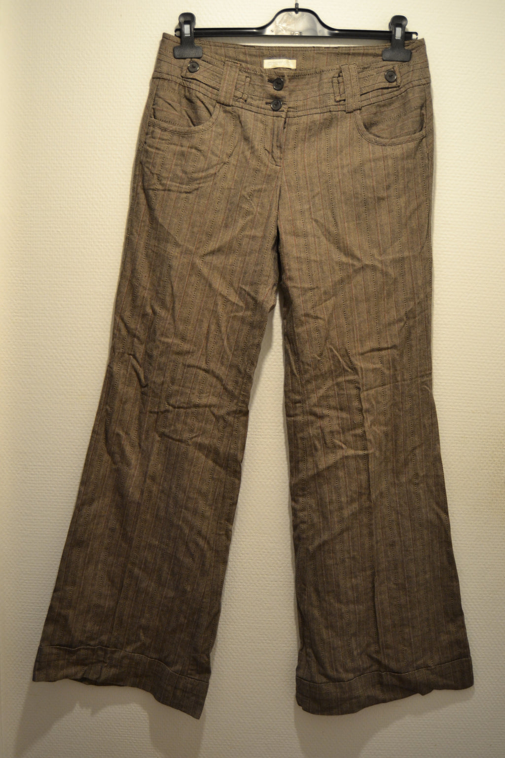 Pantalon large marron à rayures Promod – Taille 38 (M)