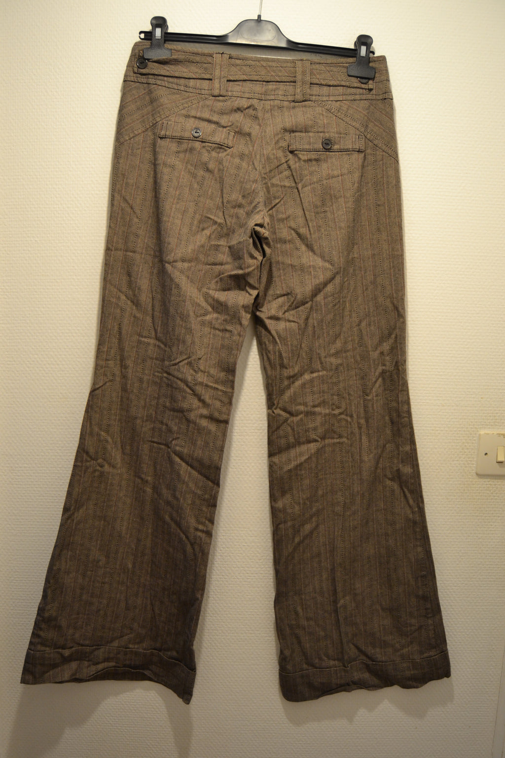 Pantalon large marron à rayures Promod – Taille 38 (M)
