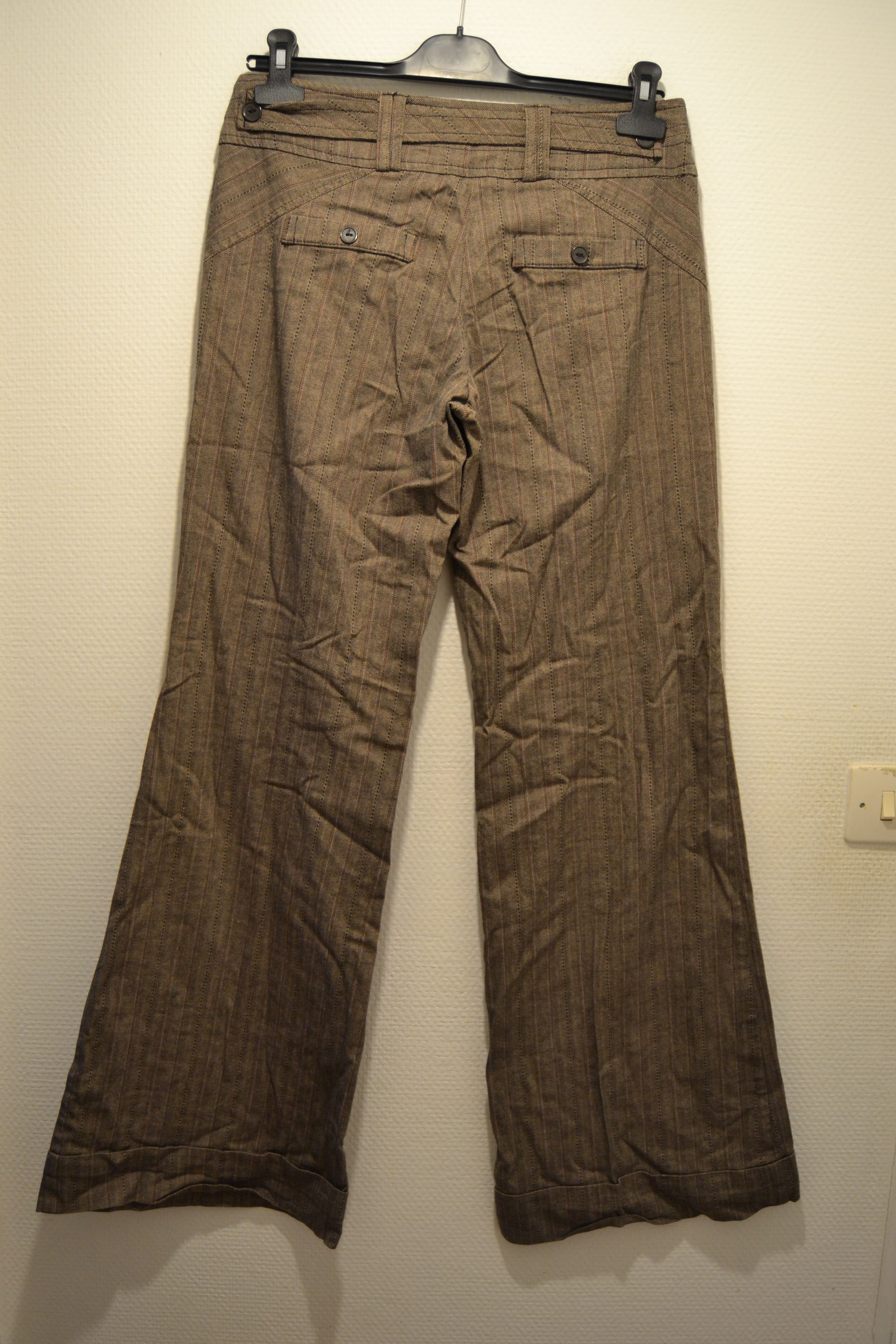 Pantalon large marron à rayures Promod – Taille 38 (M)
