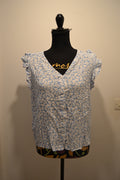 Blouse fluide fleurie bleue et blanche Esmara – Taille 40