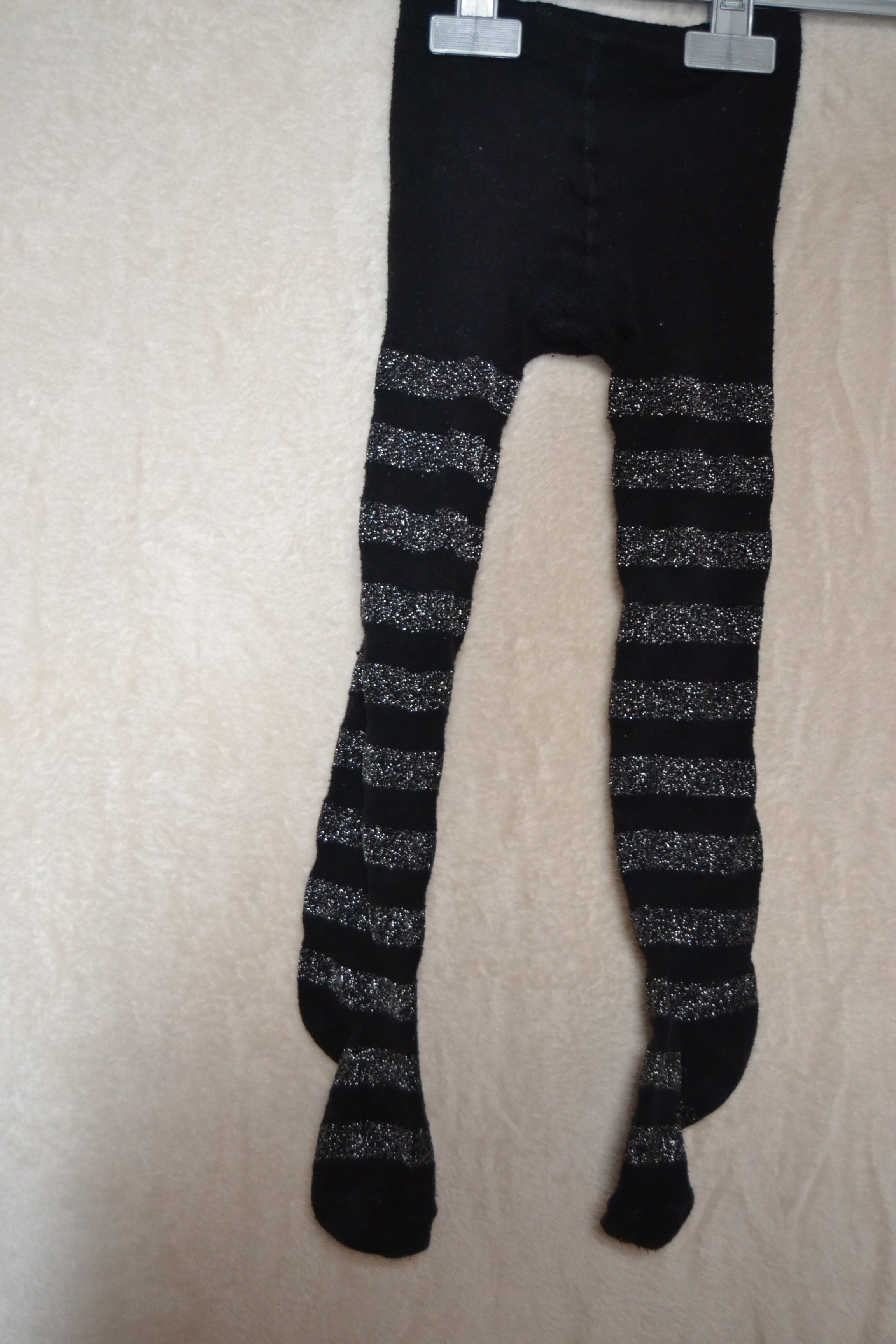 Collant Noir Rayé à Paillettes — Fille 3-5 ans