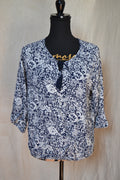 T-shirt Femme à Motif Blanc et Bleu Viscose Taille 46