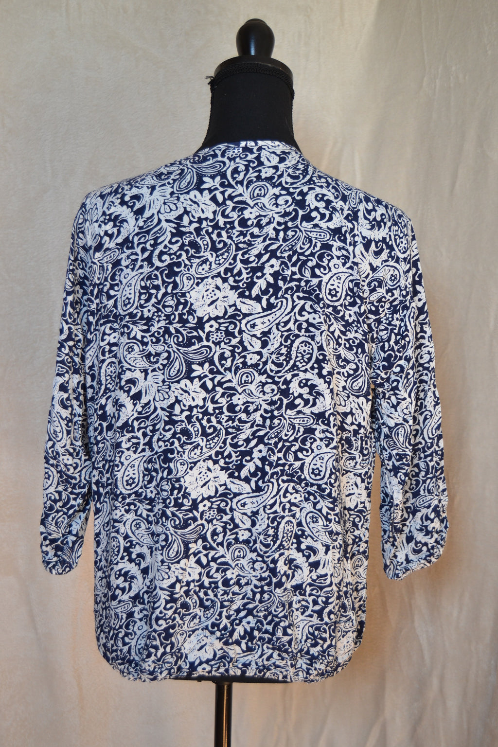 T-shirt Femme à Motif Blanc et Bleu Viscose Taille 46