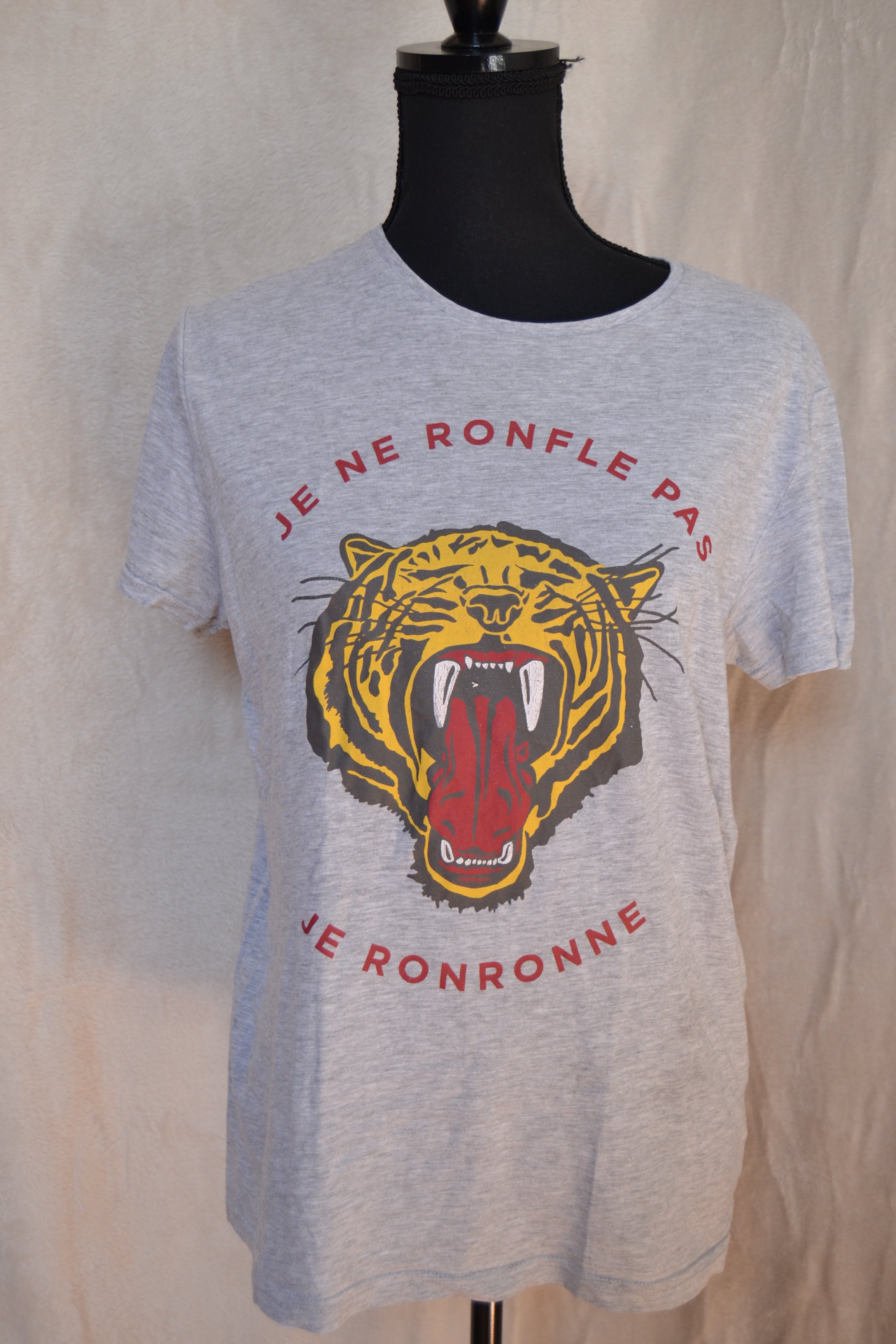 T-shirt Homme Gris « Je ne ronfle pas, je ronronne » Taille M