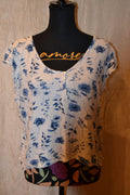 T-shirt Blanc à Fleurs Bleues Esmara - Taille M